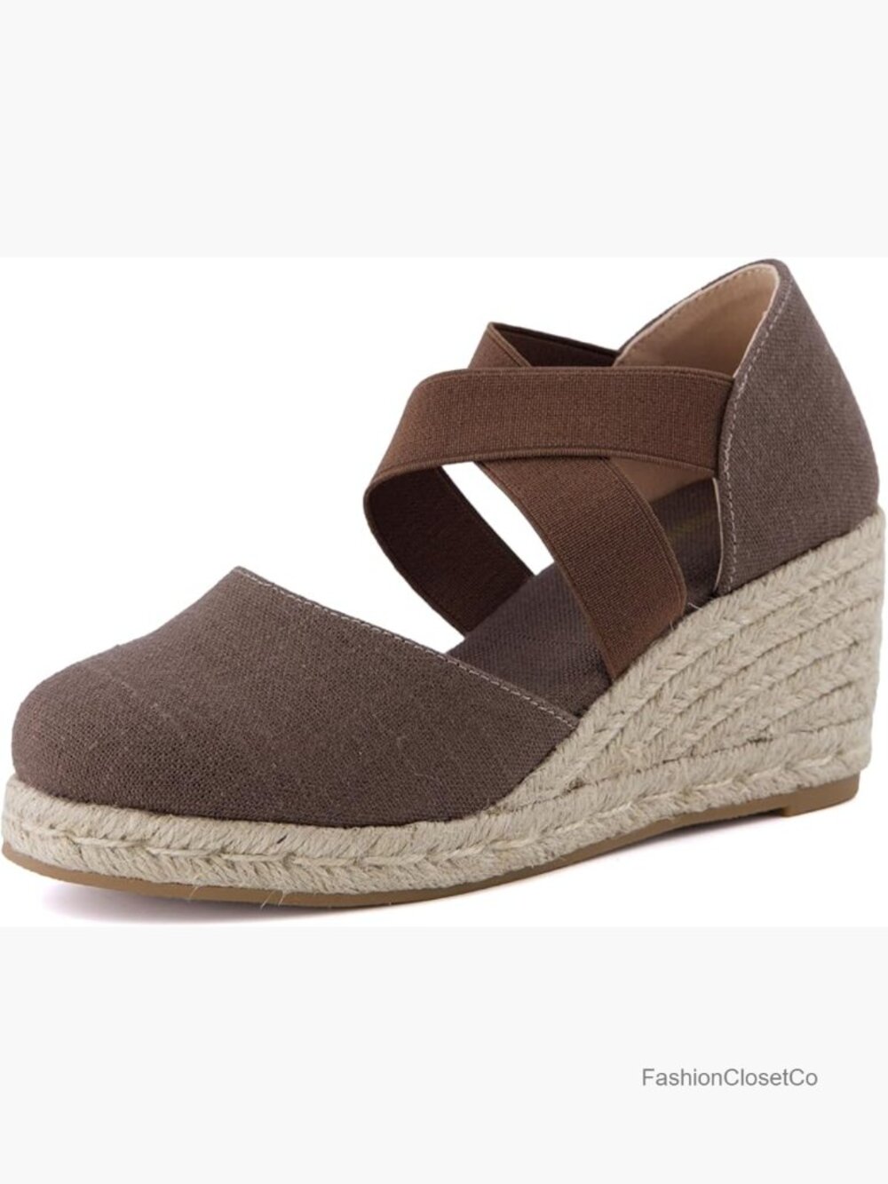 Closed Toe Wedge Sandals with Elastic Straps, Slip On Espadrilles for Women